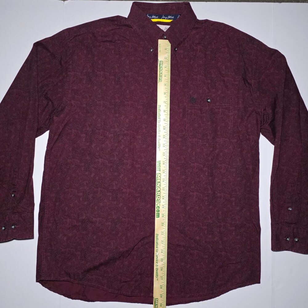 Wrangler George Straight Cowboy Mens Maroon and Black Button Up Shirt Size XL - Picture 12 of 13